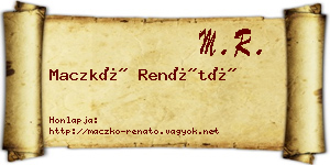 Maczkó Renátó névjegykártya